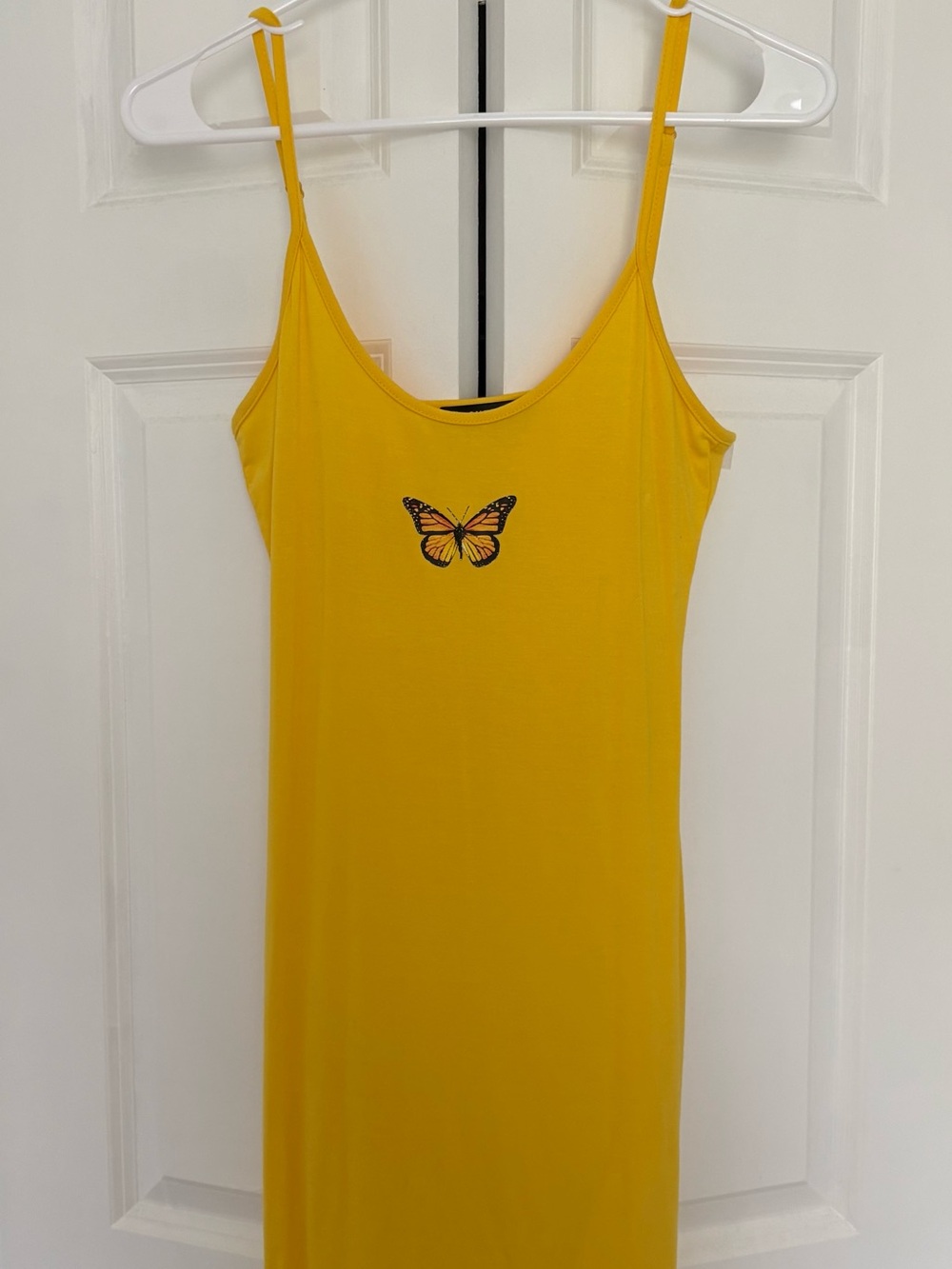 SHEIN Yellow Mini Dress with Butterfly Graphic